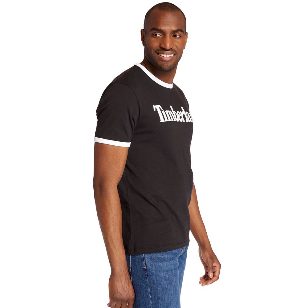 Camisetas Masculino - Timberland Tbl® Linear Logo Ringer - MEQIX0471 - Pretas
